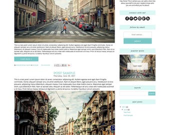 Blogger Template - Tabitha, Blog Design Template, Blog Theme, Blogger Theme, Mobile Responsive, Blue, Teal, Minimalist, Minimal, Feminine