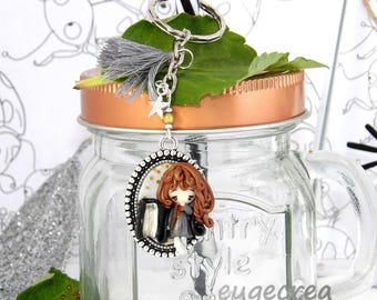 Hermione Keychain with polymer clay