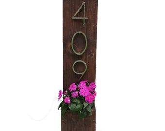 Address Planter, House Numbers Sign, Address Sign, Address Plaque, New House, Rustic Address Planter, Vertical Address Sign -1 Number Option
