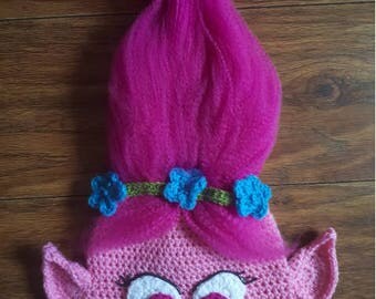 Crochet poppy hat, troll hat, poppy hat, troll wig, poppy costume, troll costume, Trolls, trolls poppy wig, poppy hat