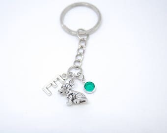 Dog keychain, pet memorial jewelry, dog memorial, personalised dog, dog initial, custom keyring, custom keychain, birthstone keyring