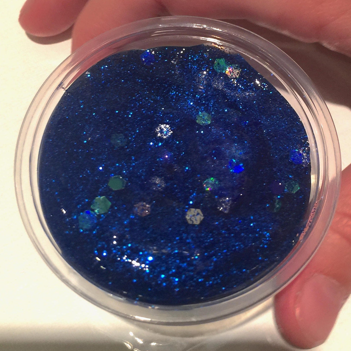 Blue glitter slime 2oz.