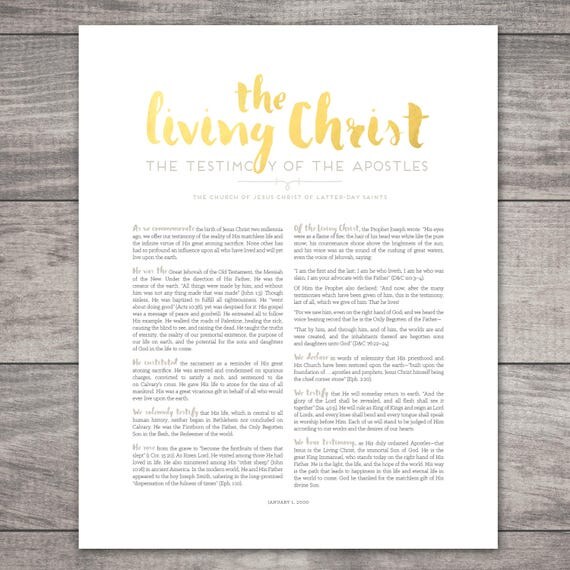 LDS The Living Christ Printable-Choose your Sizes-Digital