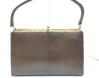 Vintage Faux Reptile Handbag Kelly Bag