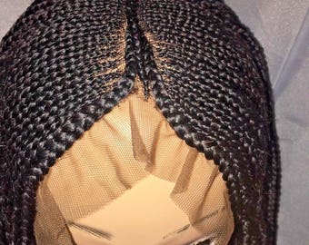 Tribal Braids Lace Frontal Cornrow Braid Wig Human Hair Black Hand Braided