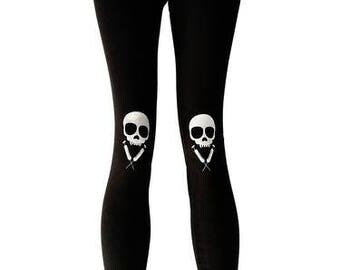 Agoraphobix Vampire skull Knee Pad skull Print punk leggings