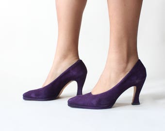 vintage purple suede heels, size 6.5 | EUR 36.5