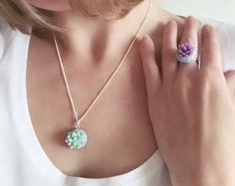 Cactus Necklace - Terrarium Necklace - Succulent Jewelry - Silver Charm Necklace - Plant Necklace - Gifts for Mom - Gifts for Gardeners