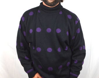 Vintage 80s Polka Dot Oversized Polka-dot Ski Sweater - By Mexx
