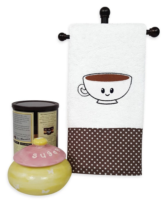 Embroidered Coffee Kitchen Towel Hand Towel Tea Towel