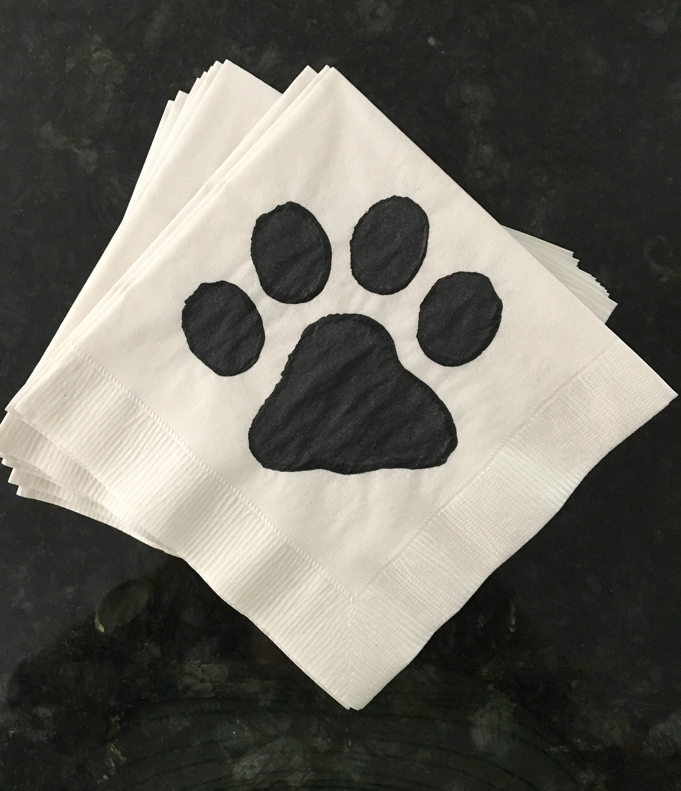 Dog Paw Print Paper Cocktail/ Luncheon/ Dinner Napkins White