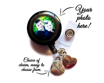 Photo Retractable Badge Holder / Photo Badge Holder / ID Badge Reel / Personalized ID Reel / Custom Photo Badge Holder / Personalized Gift