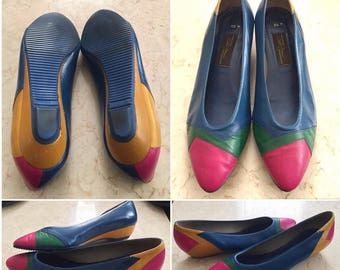 Vintage Sesto Meucci of Florence // Multicolored Shoes // 8.5 M Leather