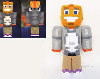 Custom Minecraft plushie - Minecraft skin doll - Stuffed Minecraft 23.6" - MADE TO ORDER