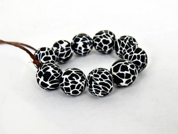 Black and white beads/ handmade beads/ Beads/ black and white/