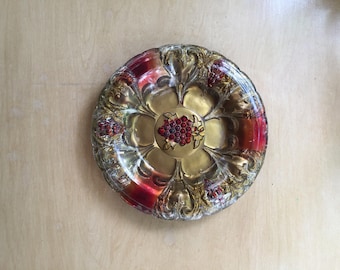 antique vintage goofus glass plate with grapes