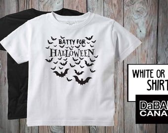 Batty for Halloween Shirt - Halloween Toddler T-Shirt - Bat Halloween Tees - Cute Kids' Halloween Shirt - Bat Costume - Halloween Clothes