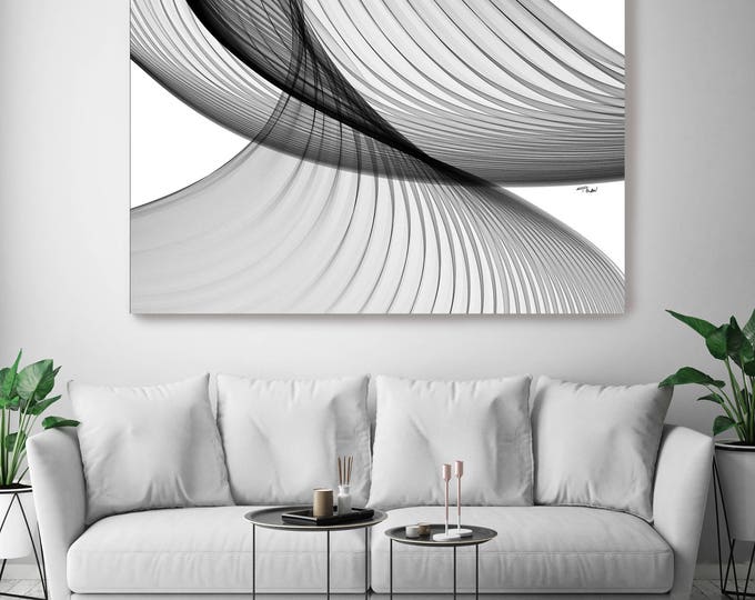 Abstract Black and White 21-49-27. New Media Abstract Black and White Canvas Art Print, Canvas Art Print up to 50" by Irena Orlov