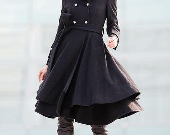 fit and flare coat Swing Coat double breasted coat dress