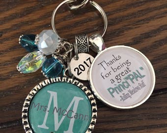 PRINCIPAL GIFT, personalized keychain, "Thank you for being a great Princi "PAL" with name, gift, present, teacher, coworker, staff, leader
