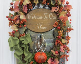 Pumpkin Wreath, Fall Wreath, Front Door Wreath, Autumn Wreath, Primitive Wreath, Fall Door Wreath, Fall Berry Wreath, Fall Rustic Wreath