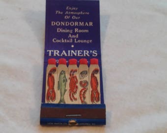 Vintage Travel Souvenir, Matchbook from Trainer's Restaurant, in Quakertown, Pennsylvania.