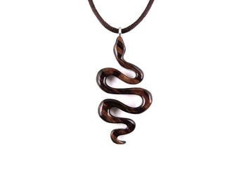 Serpent Pendant, Snake Necklace, Snake Pendant, Serpent Necklace Wooden Snake Pendant, Snake Jewelry, Spirit Animal Pendant, Reptile Jewelry