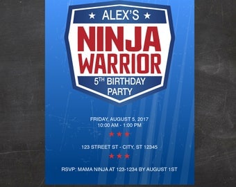 American Ninja Warrior Inspired Birthday Party Invitation - Custom Printable
