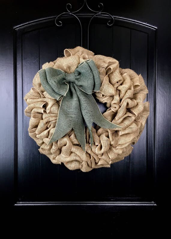 Year Round Wreath Grey Burlap Wreath Front Door Wreath
