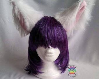 Large White Cosplay Furry Costume Headband Roleplay Fox Ears