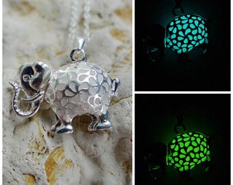 Yoga jewelry elephant necklace glow in the dark meditation jewelry gift best friend necklace turquoise jewelry animal necklace hipster gift