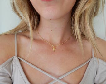 Gold Triangle Choker Necklace | Layering Choker | Simple Delicate Chain Necklace | Dainty Layering Necklace | Dainty Choker Necklace | Gold