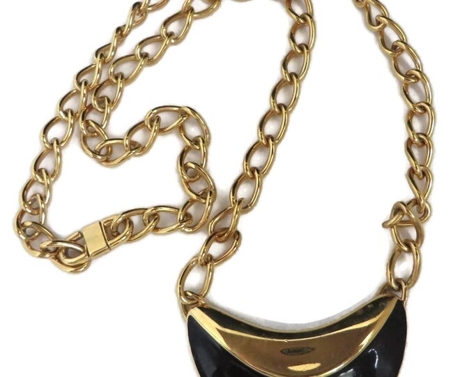 Vintage Necklace, Monet Pendant Necklace, Chain Link Necklace, Vintage Jewellery, Signed Monet Classic Necklace Gift for Her