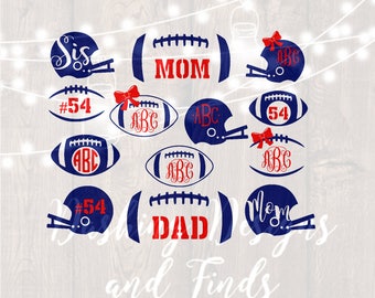 DIGITAL DOWNLOAD svg png football mom shirt monogram frame cut file iron on car decal yeti decal silhouette cricut football helmet