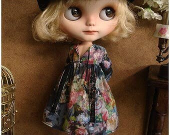 Blythe clothes | Tzigane Dress | "Potpourri" Black | Blythe outfit | custom | Blythe dress | tunic dress | Blythe fashion | Little Bohemians
