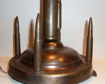 Trench Art Lamp Original Shells needs rewiring/old plug