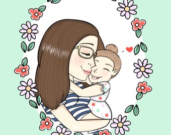 Custom Portrait DIGITAL FILE ONLY, Family Portrait, Custom Illustration, Personalized Gift, Couple Portrait