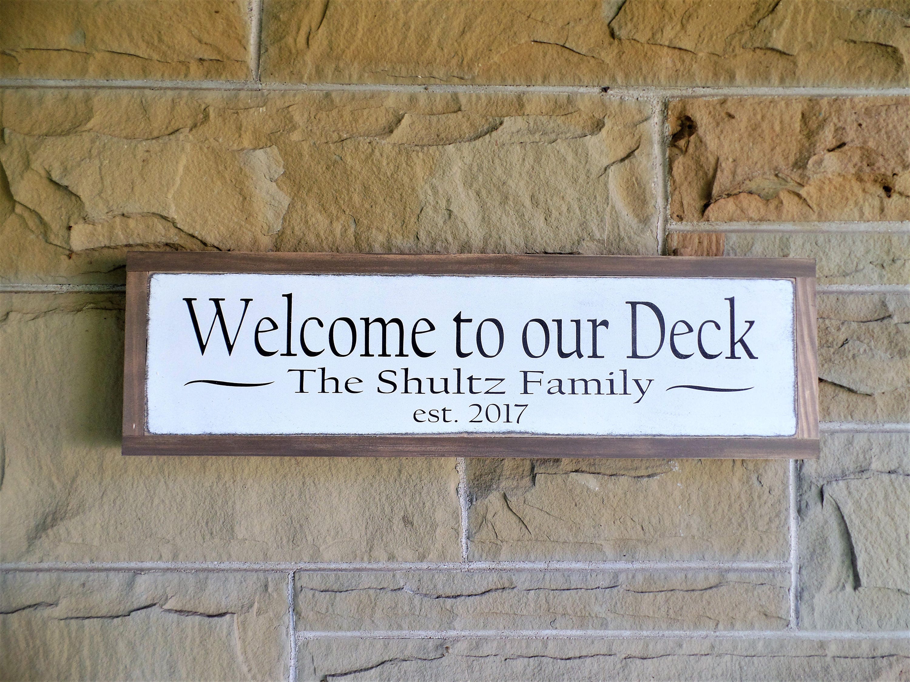 Personalized Deck Sign Established Wood Sign Custom Framed