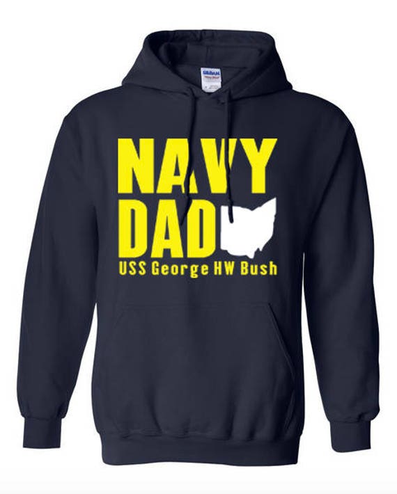 Navy Dad Pull Hoodie Personalize Ship name and State Add