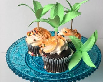 Palm Tree Cupcake Toppers // Tropical Cupcake Toppers