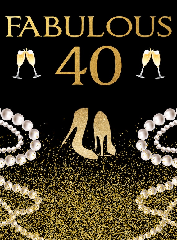 Custom 40th Birthday fabulous Backdrop Banner Background Photo