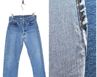 Vintage Levis 501 Selvedge Denim Jeans - 80s Levi's 501XX Redline Jeans - 1980s Levis 501 Button Fly Red Tab Black Bar Jeans Made USA 30W