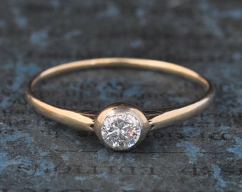 SALE! Art Nouveau Diamond Engagement Ring-1800s Diamond Solitaire Engagement Ring -Victorian Engagement Ring-Edwardian Diamond Ring