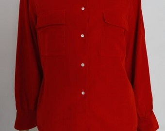Chemisier en velours côtelé rouge ALAIN FIGARET taille 38 - uk 10 - us 6