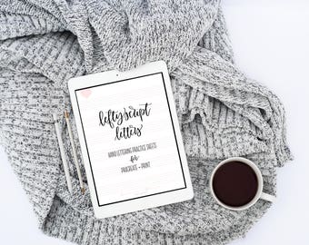 Hand Lettering Practice Sheets for Procreate & Print + Exclusive Procreate Brush - Lefty Script Letters - Worksheets - iPad Pro