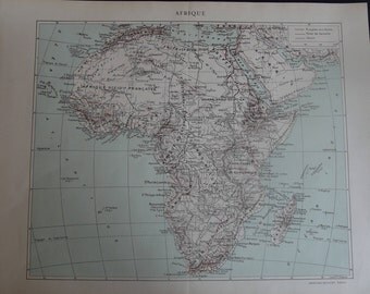Vintage French Map of Africa / Afrique, c 1930s