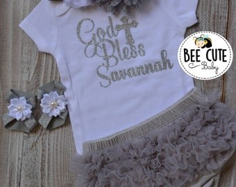 Babyhug Woven Sleeveless Lace Baptism Party Dress with Headband Booties & Pearl Detailing - White main image 1