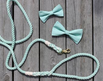 Dog Bow Tie Wedding set with Matching Rope Leash