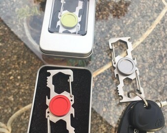 Metal Bottle Opener Fidget Spinner Keychain Heavy Duty Stainless Steel Beer Lover's Gift Backpacking Carabiner