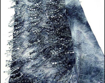 Sparkling Variegated Grey Stormy Weather Shawl by Kambriel - Brand New & Ready to Ship! 47 1/2" length